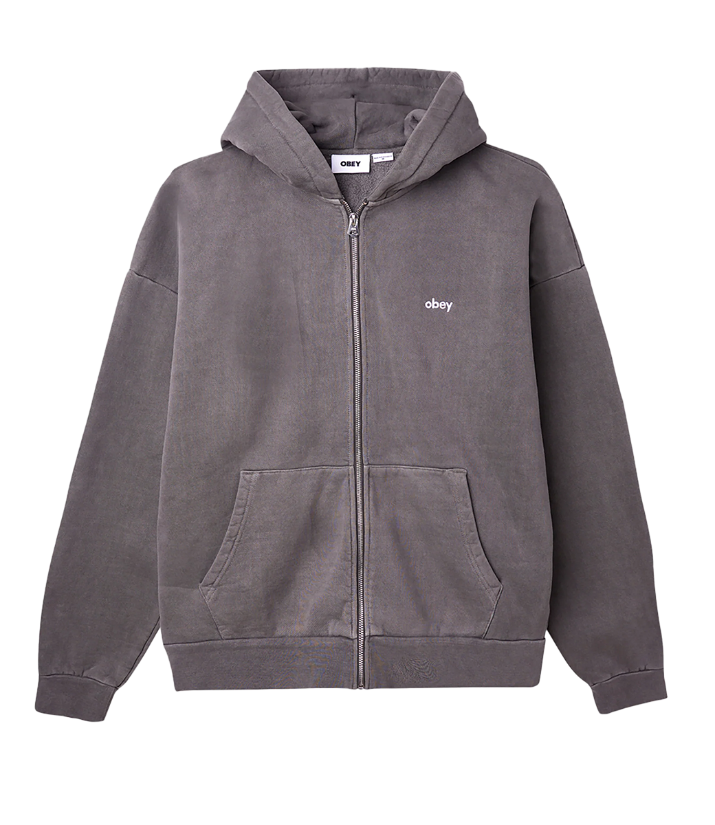 OBEY Lowercase Pigment Zip Hoodie - Pigment Digital Black