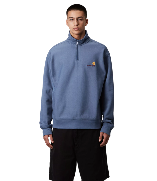 CARHARTT WIP Half Zip American Script Sweat - Blue Iris