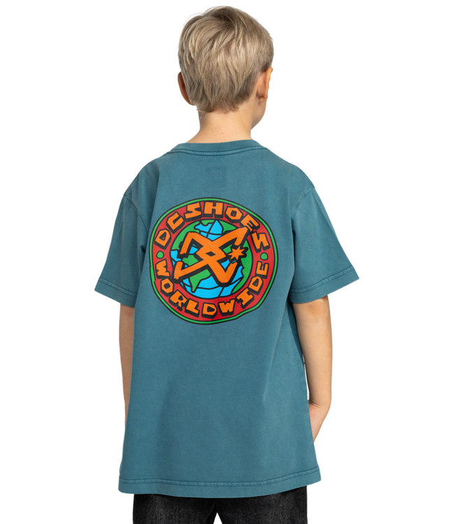 DC Spinner Kids T-Shirt - Deep Teal Acid Wash