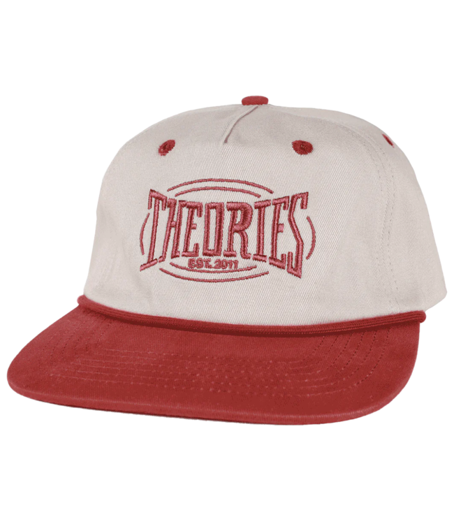 THEORIES Punchout Mid-Depth Crown Snapback Hat - Cream/Red