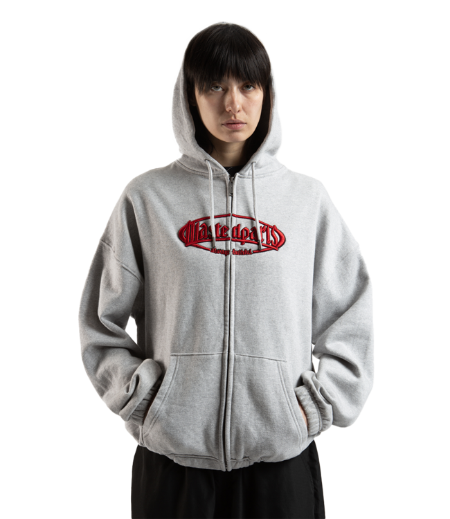 WASTED PARIS Yard Boxy Zip Hoodie - Ash Grey