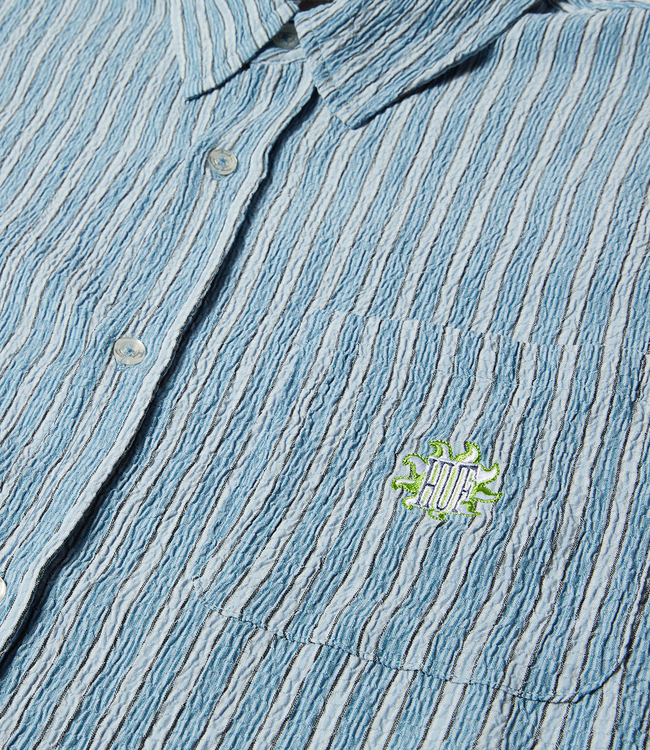 HUF Apollo S/S Striped Shirt - Pool Blue