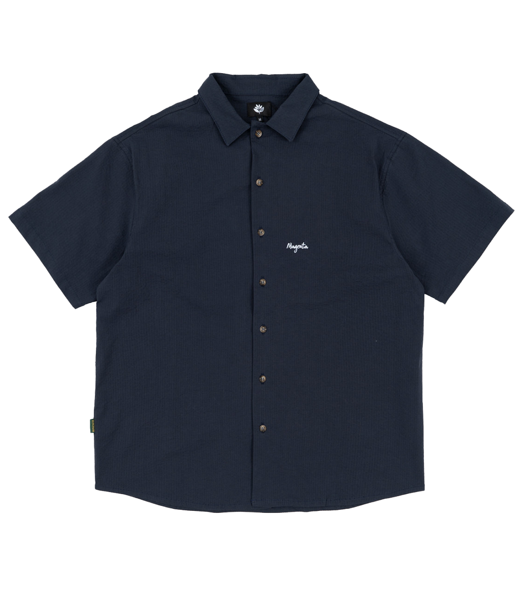 MAGENTA Seersucker Shirt - Navy Blue