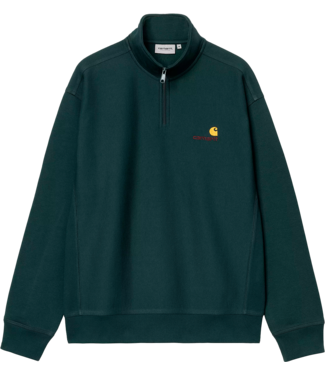 CARHARTT WIP Half Zip American Script Sweat - Deep Lagoon CARHARTT WIP Half Zip American Script Sweat - Deep Lagoon