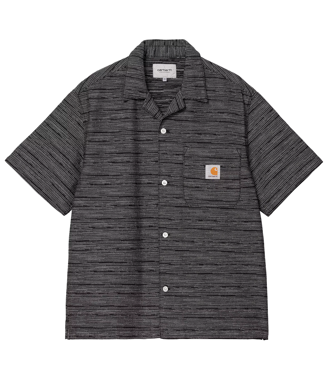 CARHARTT WIP S/S Gellar Shirt - Gellar Stripe, Black/Rinsed