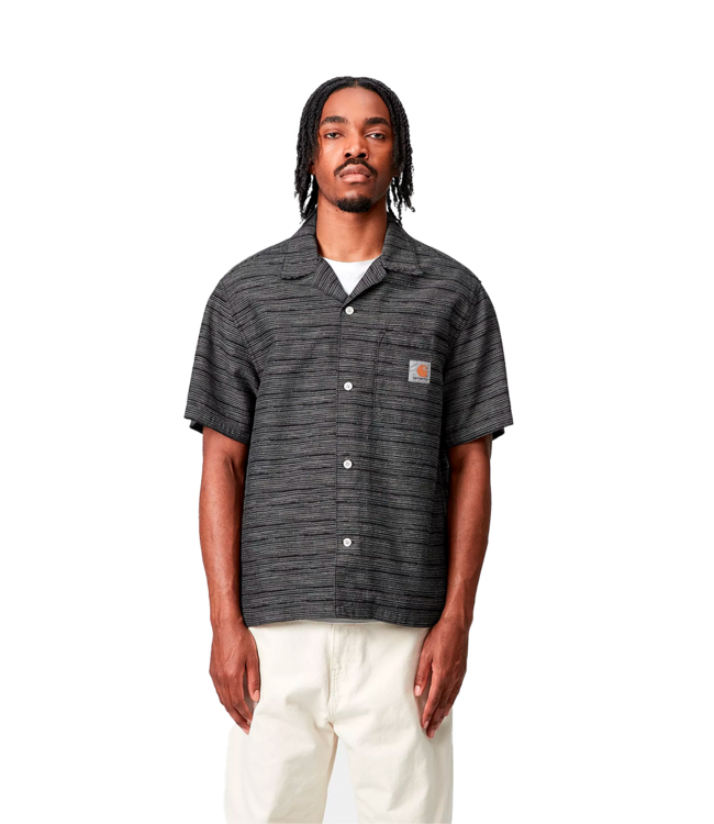 CARHARTT WIP S/S Gellar Shirt - Gellar Stripe, Black/Rinsed