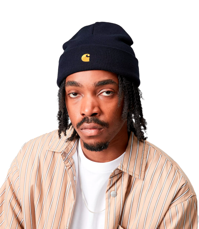 CARHARTT WIP Chase Beanie - Dark Navy/Gold