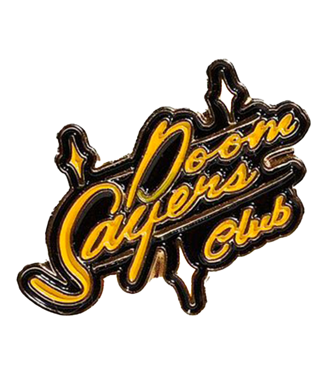 DOOM SAYERS Sacto Script Pin - Black/Yellow