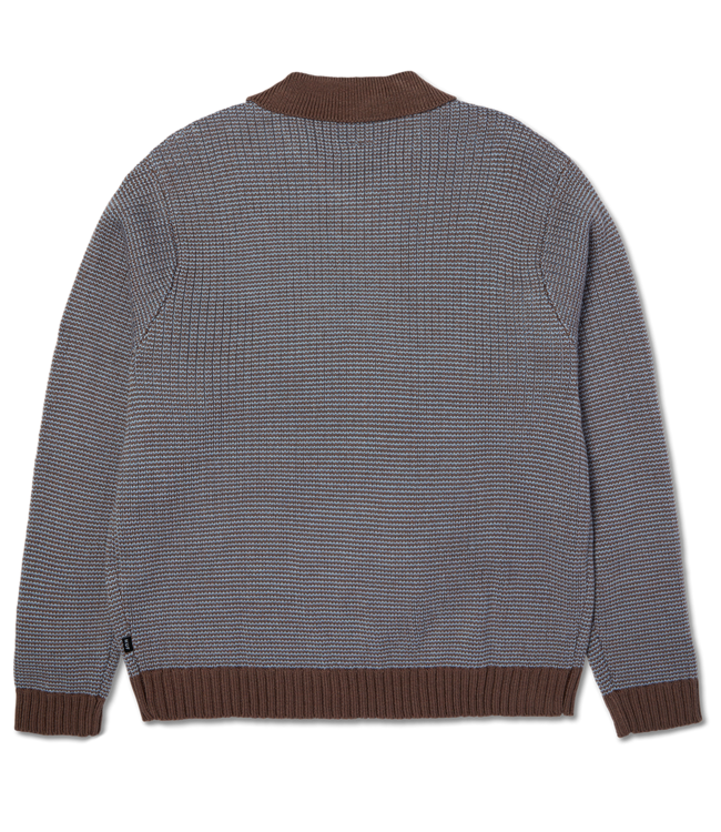 HUF Megablast Two Tone Waffle Sweater - Washed Blue/Moss