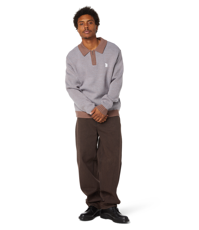 HUF Megablast Two Tone Waffle Sweater - Washed Blue/Moss