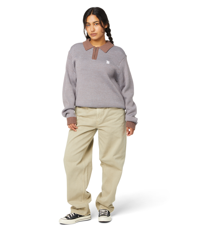 HUF Megablast Two Tone Waffle Sweater - Washed Blue/Moss