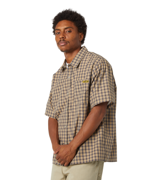 HUF Stretch Micro Plaid S/S Shirt - Clay