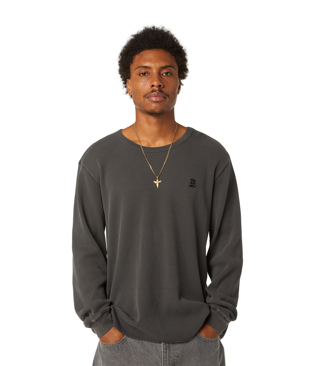 HUF Megablast Overdyed L/S Thermal - Asphalt