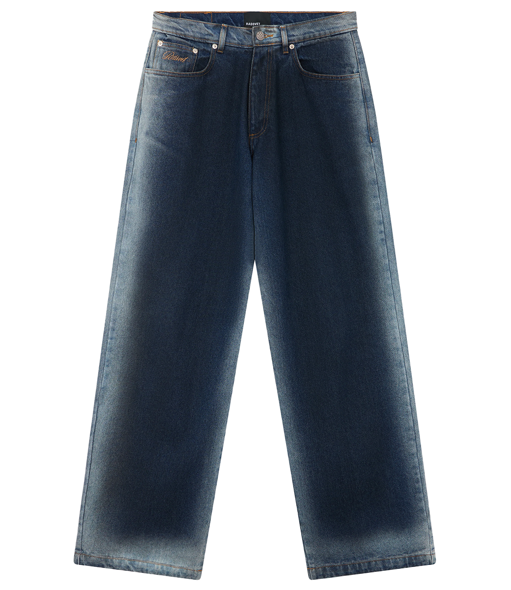 RASSVET Shadow Wash Baggy Denim Pants Woven - Blue