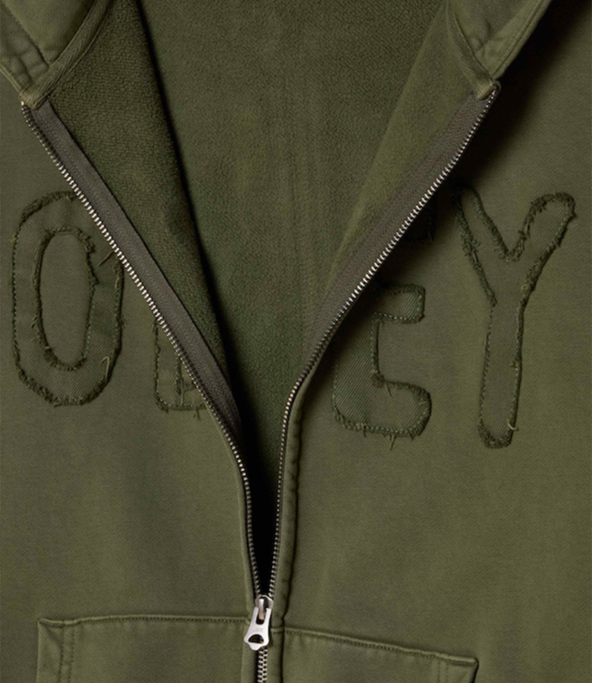 OBEY Hybrid Faded Zip Hood - Deep Lichen Green Faded Wash