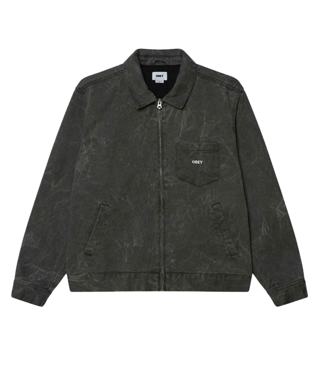 OBEY Workman Zip Jacket - Black Wrinkle Wash