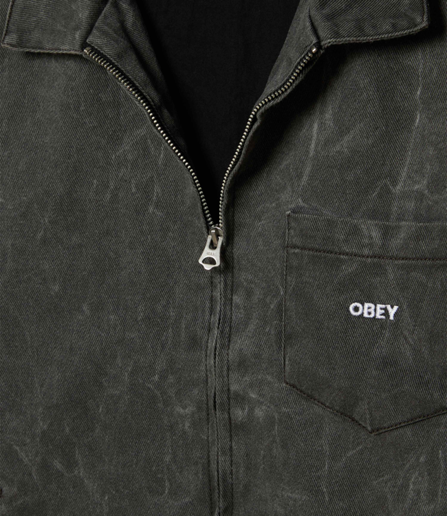 OBEY Workman Zip Jacket - Black Wrinkle Wash