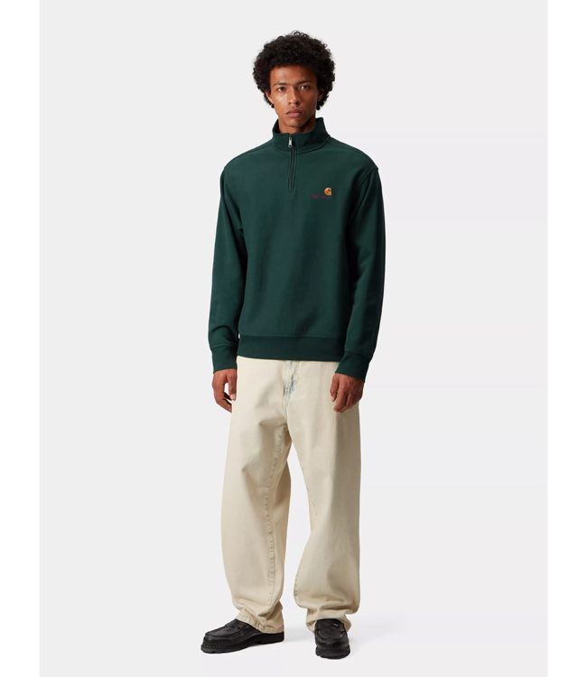 CARHARTT WIP Half Zip American Script Sweat - Dark Fir