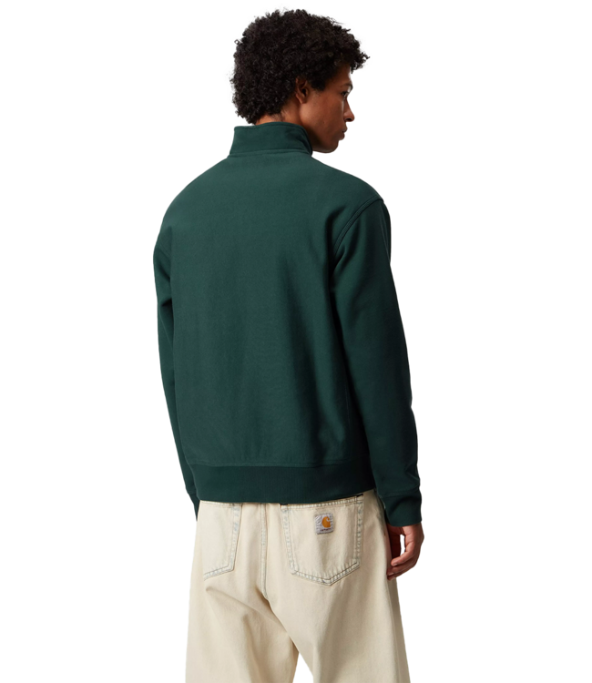 CARHARTT WIP Half Zip American Script Sweat - Dark Fir