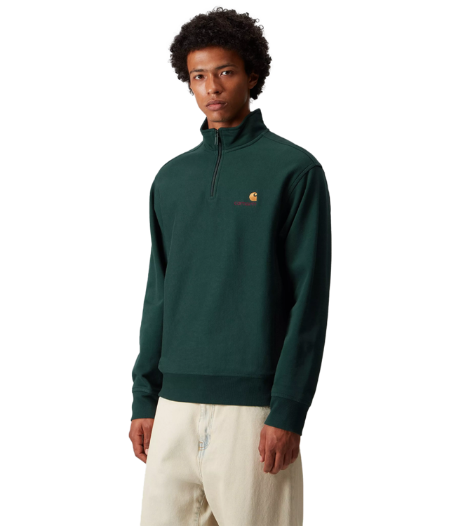 CARHARTT WIP Half Zip American Script Sweat - Dark Fir