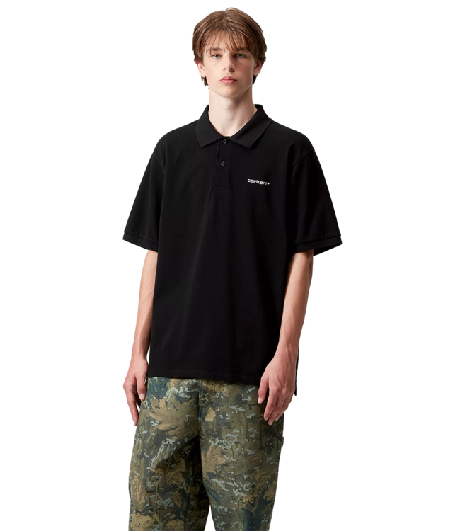 CARHARTT WIP S/S Carhartt Script Polo - Black/White