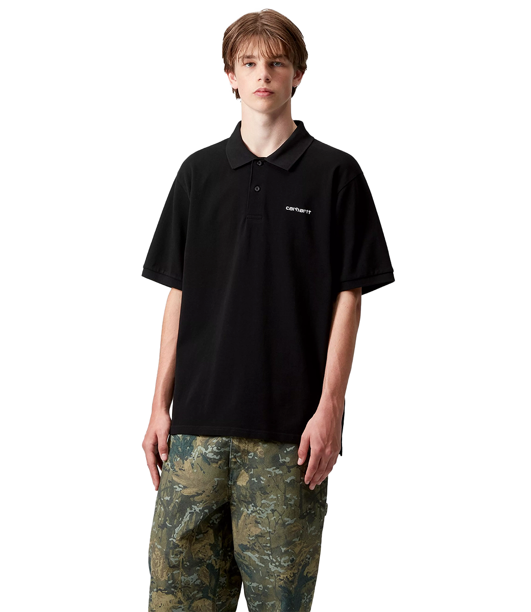 CARHARTT WIP S/S Carhartt Script Polo - Black/White