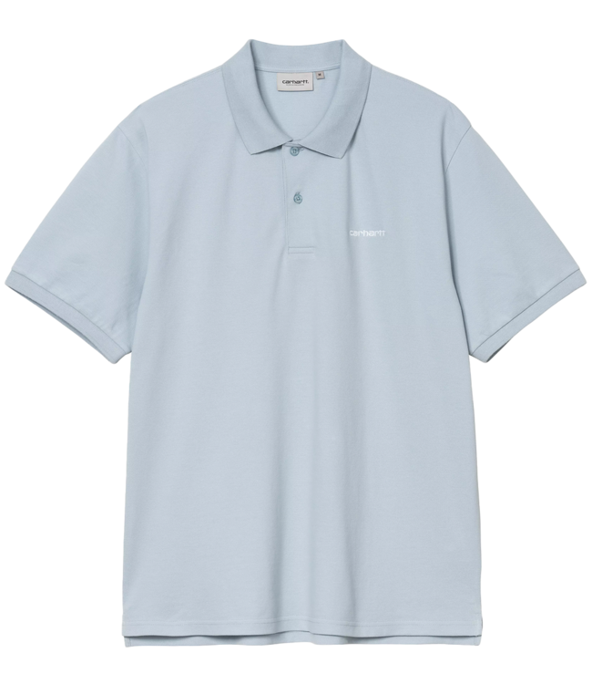 CARHARTT WIP S/S Carhartt Script Polo - Blue Fog/White