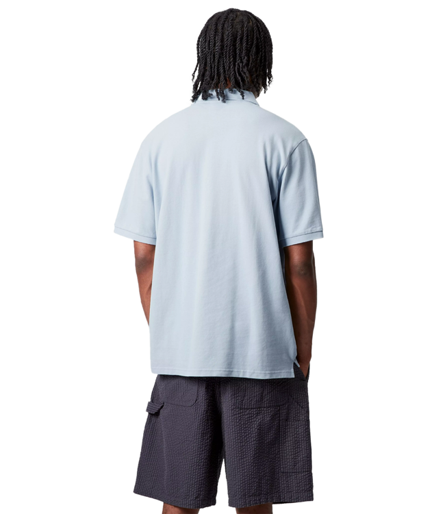 CARHARTT WIP S/S Carhartt Script Polo - Blue Fog/White