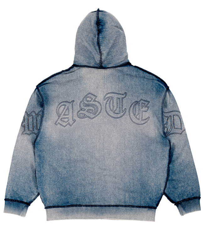 WASTED PARIS Kingdom Curve Faded Zip Hoodie - Faded Navy