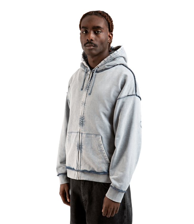 WASTED PARIS Kingdom Curve Faded Zip Hoodie - Faded Navy