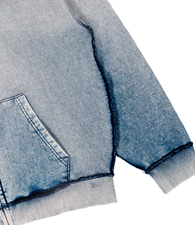 WASTED PARIS Kingdom Curve Faded Zip Hoodie - Faded Navy