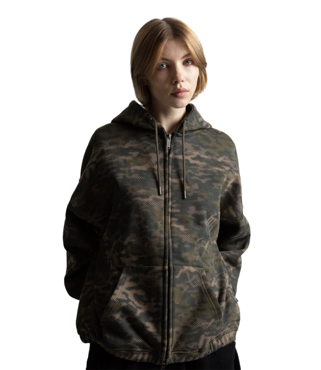 WASTED PARIS Digicamo Boxy Zip Hoodie - Camo Lichen Green