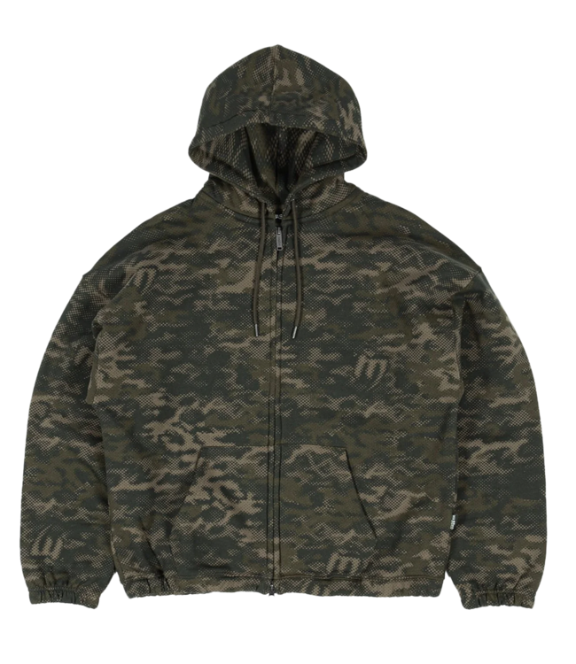 WASTED PARIS Digicamo Boxy Zip Hoodie - Camo Lichen Green