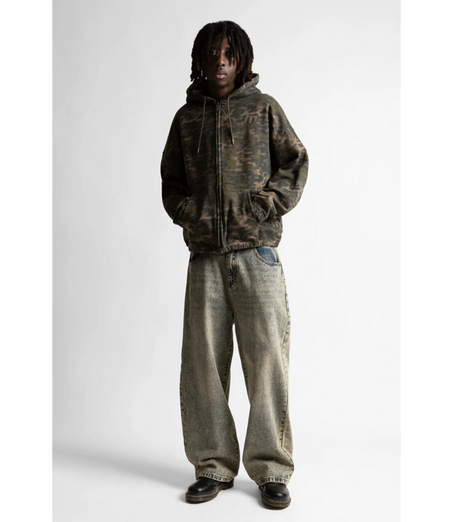 WASTED PARIS Digicamo Boxy Zip Hoodie - Camo Lichen Green