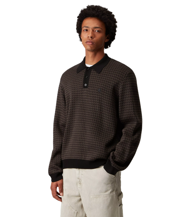 CARHARTT WIP L/S Lowis Polo - Lowis Houndstooth, Vitola Heather