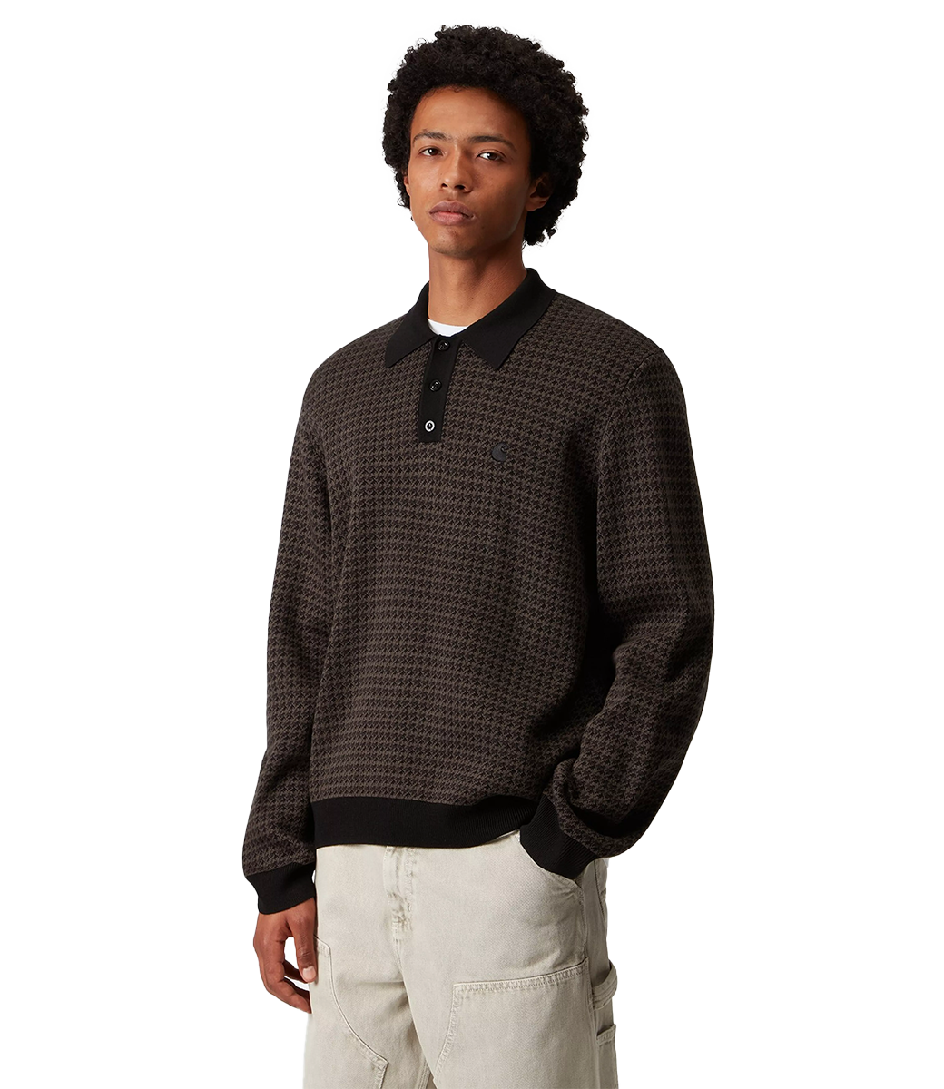 CARHARTT WIP L/S Lowis Polo - Lowis Houndstooth, Vitola Heather