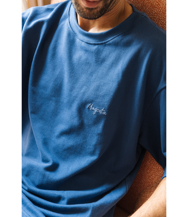 MAGENTA Script Piqué Tee - Petrol Blue