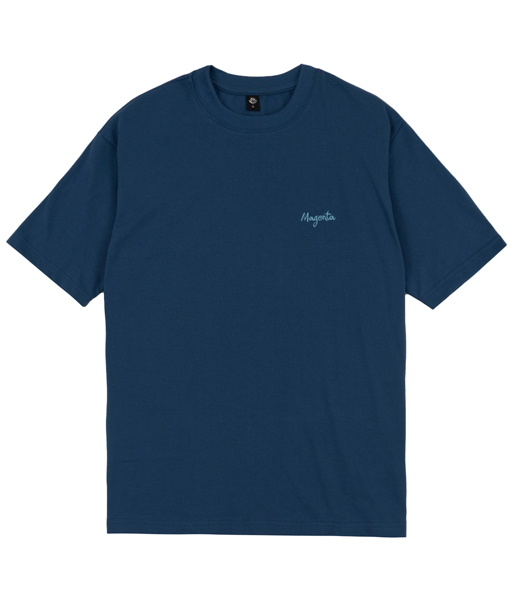 MAGENTA Script Piqué Tee - Petrol Blue
