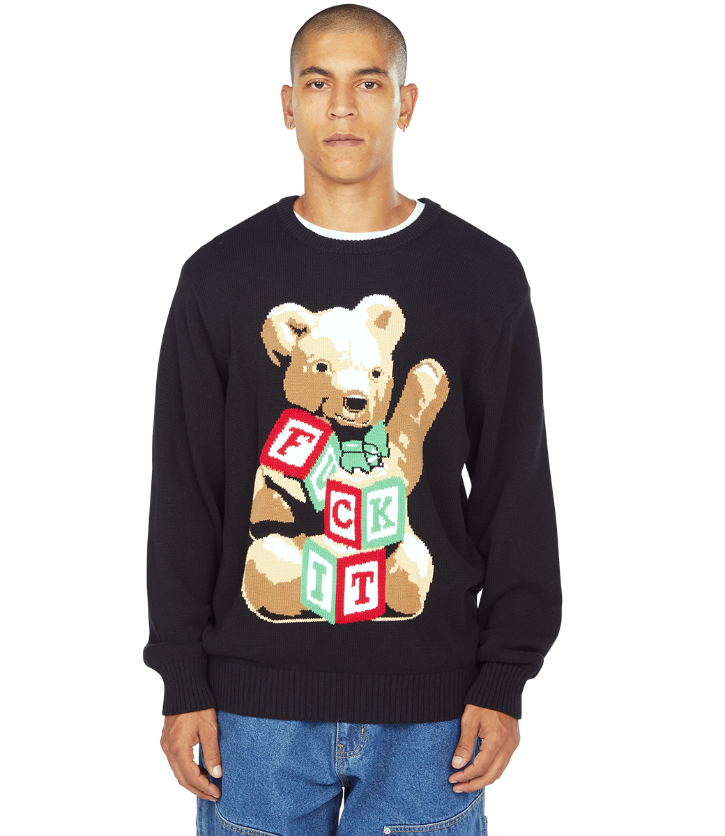 HUF Gift Bear Intarsia Sweater - Black