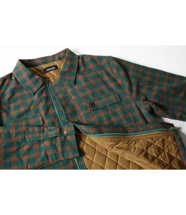 THEORIES Lantern Quilted Flannel Jacket - Green