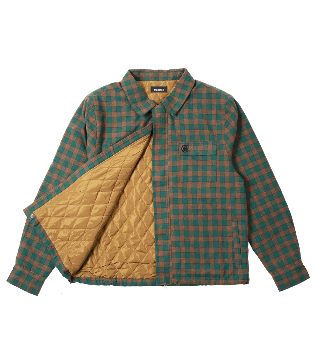 THEORIES Lantern Quilted Flannel Jacket - Green