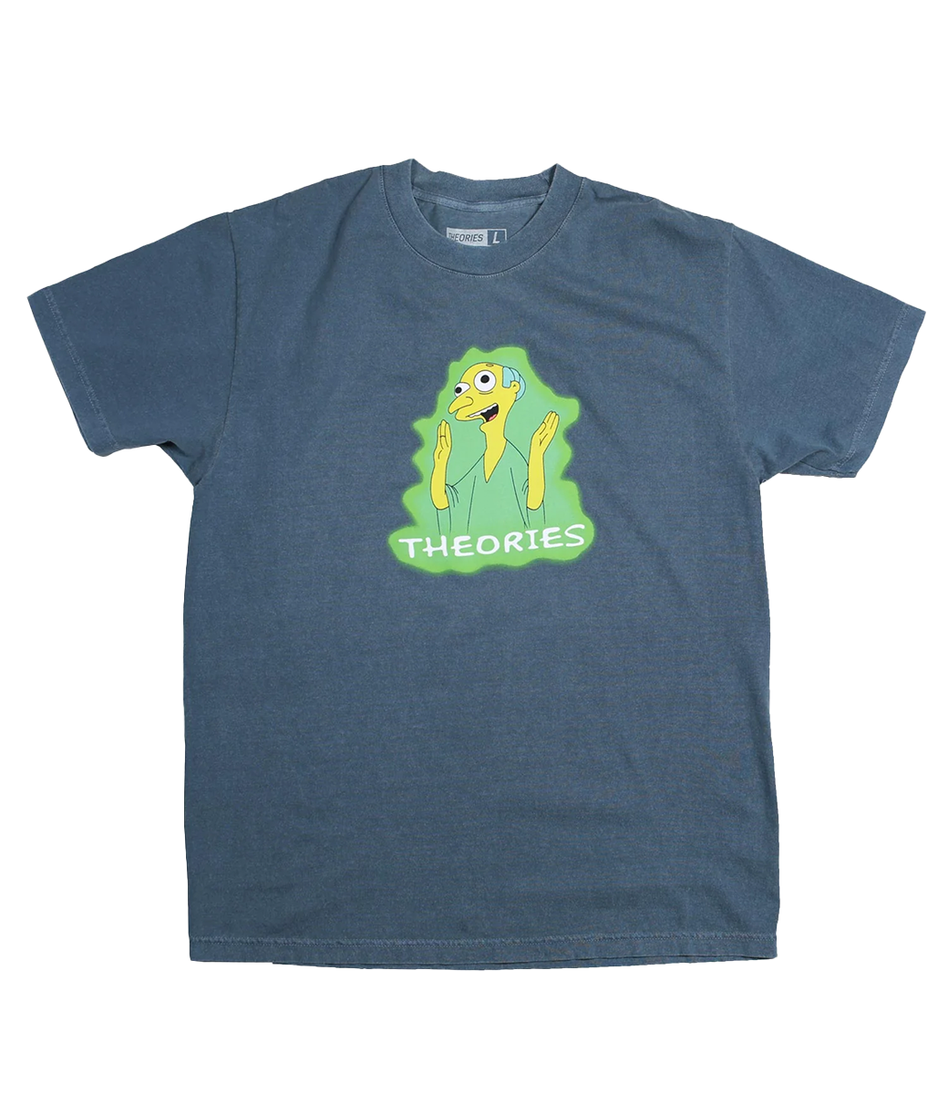 THEORIES Healthy Green Glow Garment Dyed Tee - Washed Navy