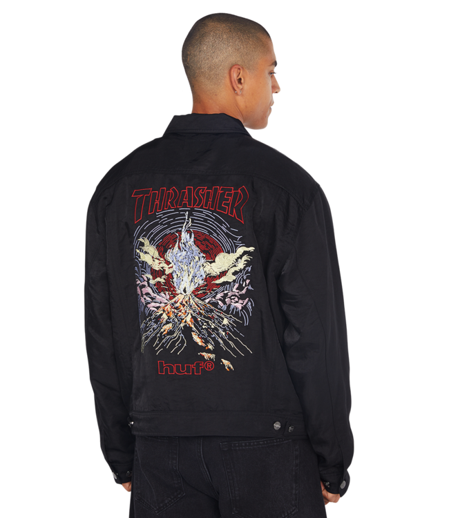HUF Huf X Thrasher Trucker Jacket - Black