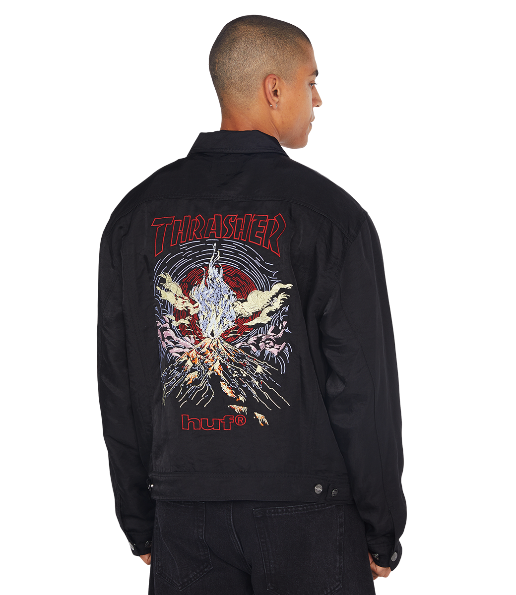 HUF Huf X Thrasher Trucker Jacket - Black