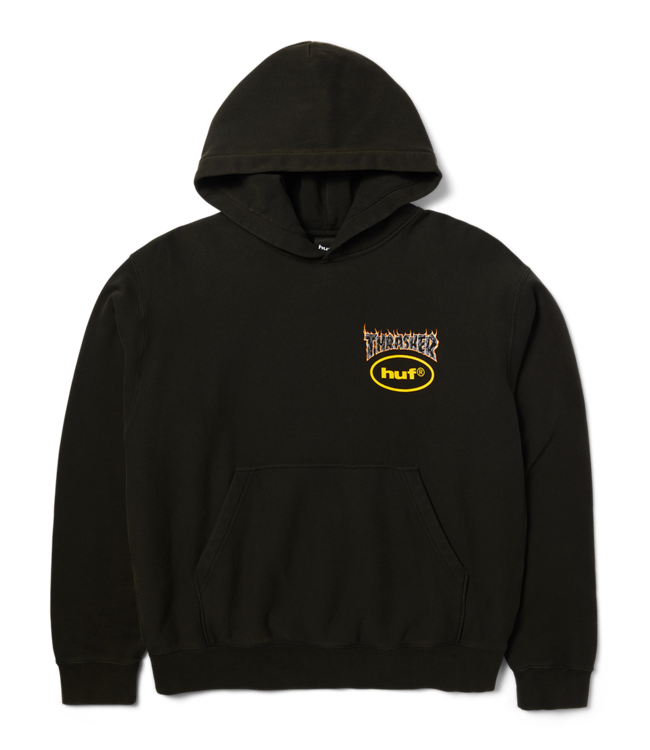 HUF Meltdown Heavyweight Hoodie - Washed Black