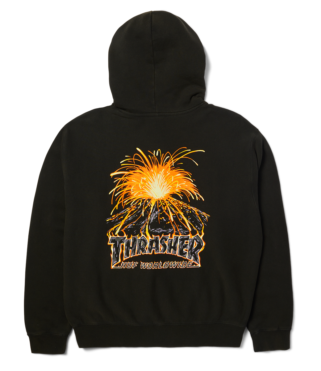 HUF Meltdown Heavyweight Hoodie - Washed Black