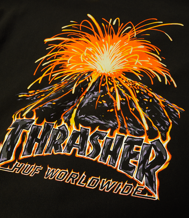 HUF Meltdown Heavyweight Hoodie - Washed Black