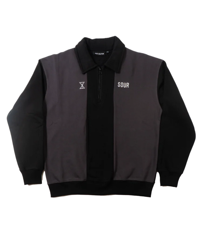 SOUR Sour Collar Quarter Zip - Black/Grey