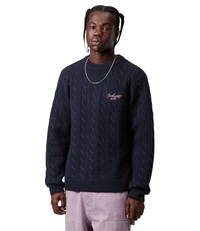 CARHARTT WIP Signature Sweater - Deep Night/Glassy Pink