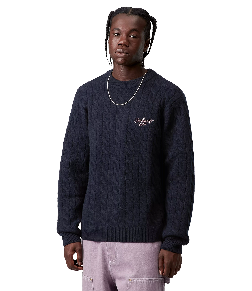 CARHARTT WIP Signature Sweater - Deep Night/Glassy Pink